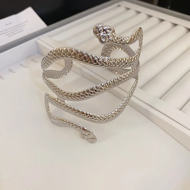 Dark Soul Color Block Snake Alloy Bangle - Vintage Punk Style