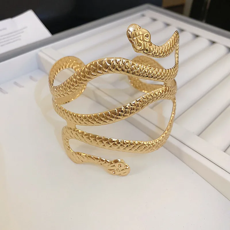 Dark Soul Color Block Snake Alloy Bangle - Vintage Punk Style