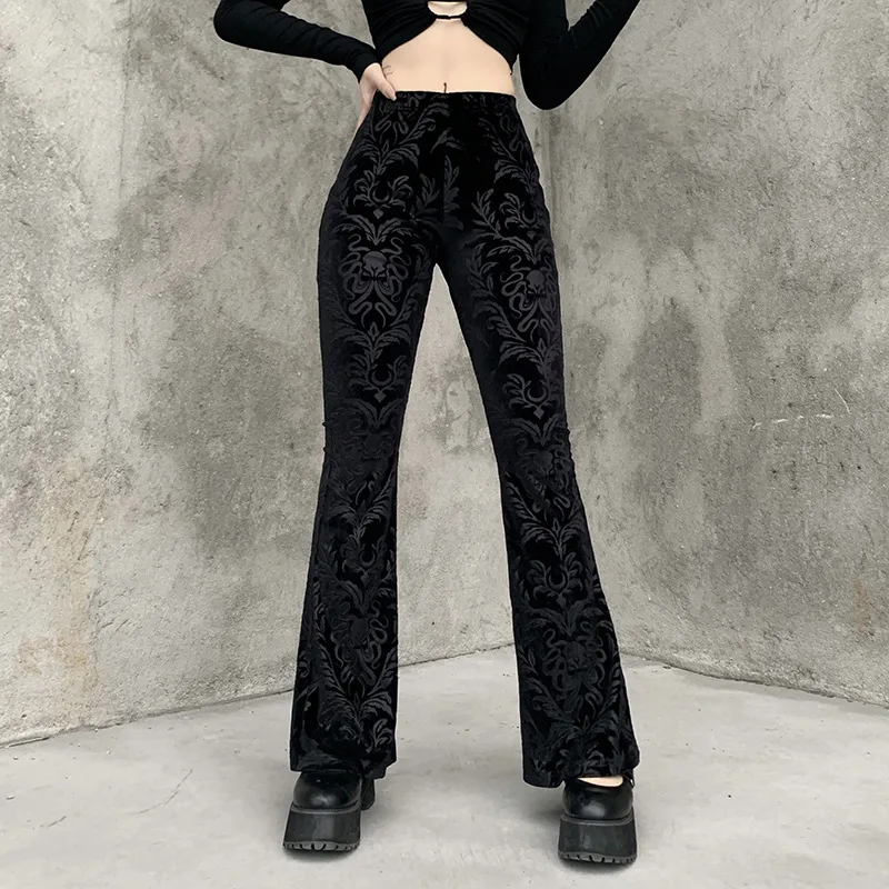 Dark Soul Daily Women's Punk Printed Flare Pants - Full Length Style