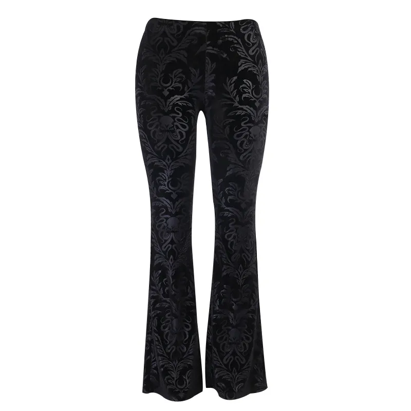 Dark Soul Daily Women's Punk Printed Flare Pants - Full Length Style