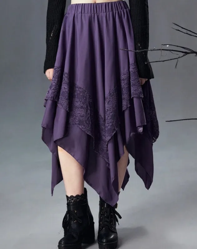 Dark Soul Diablo Gothic Punk Skirt - Lace Handkerchief Hem Spice Girl Style