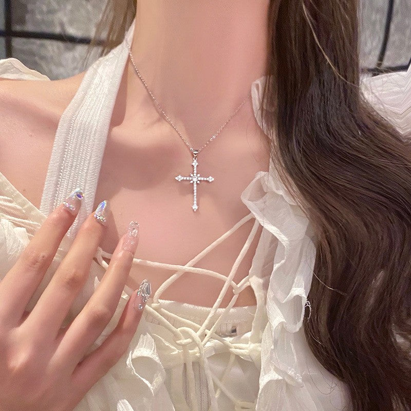 Dark Soul Fashion Cross Zircon Pendant Necklace