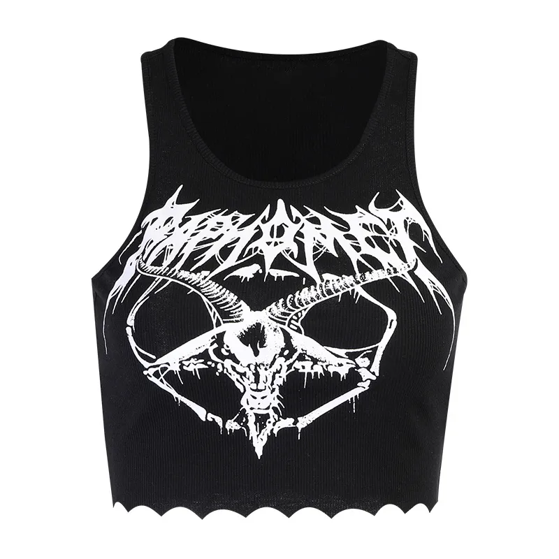Dark Soul Geometric Pattern Punk Tank Top for Women - Edgy Sleeveless Print