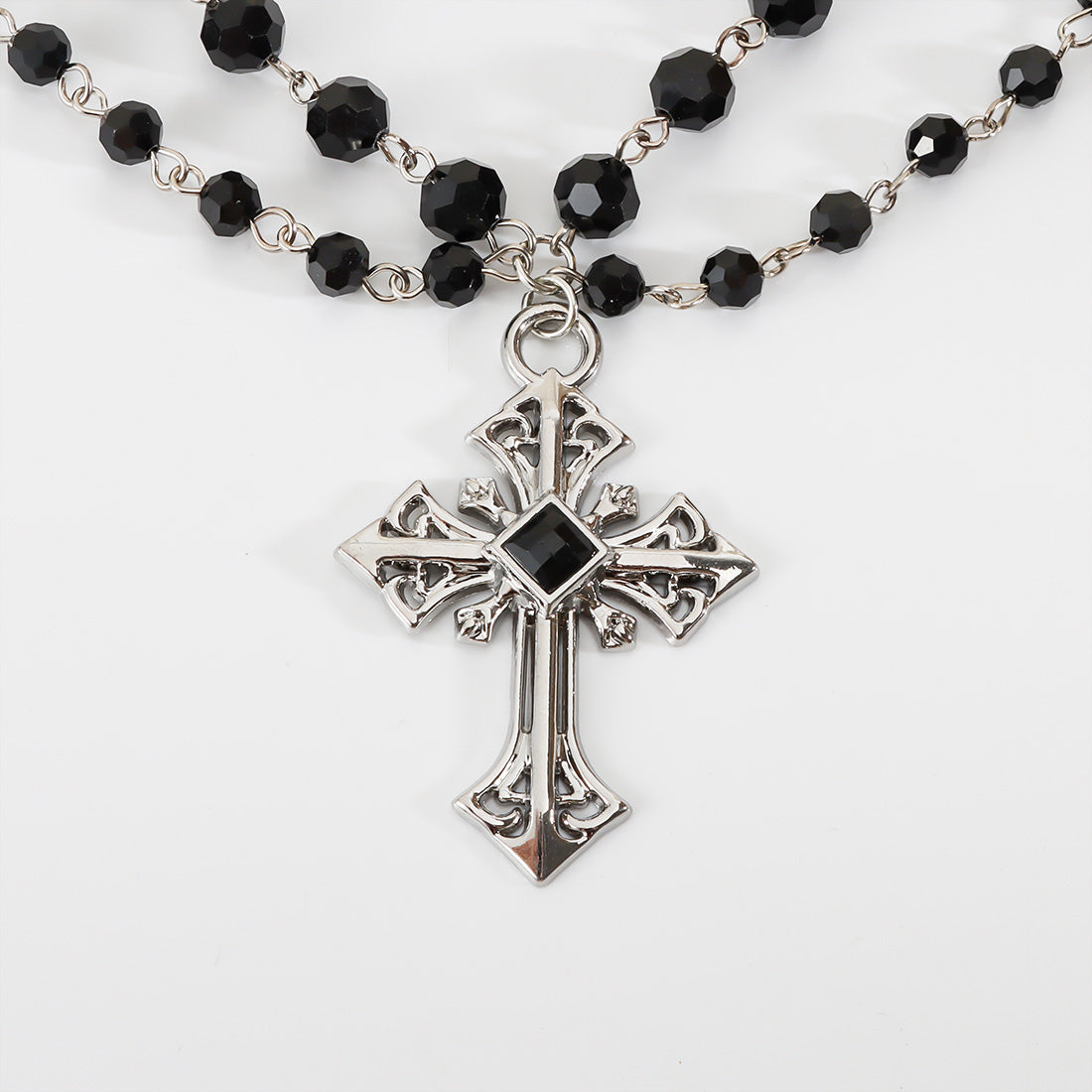 Dark Soul Gothic Hip-Hop Retro Cross Pendant Necklace - Halloween Alloy & Glass