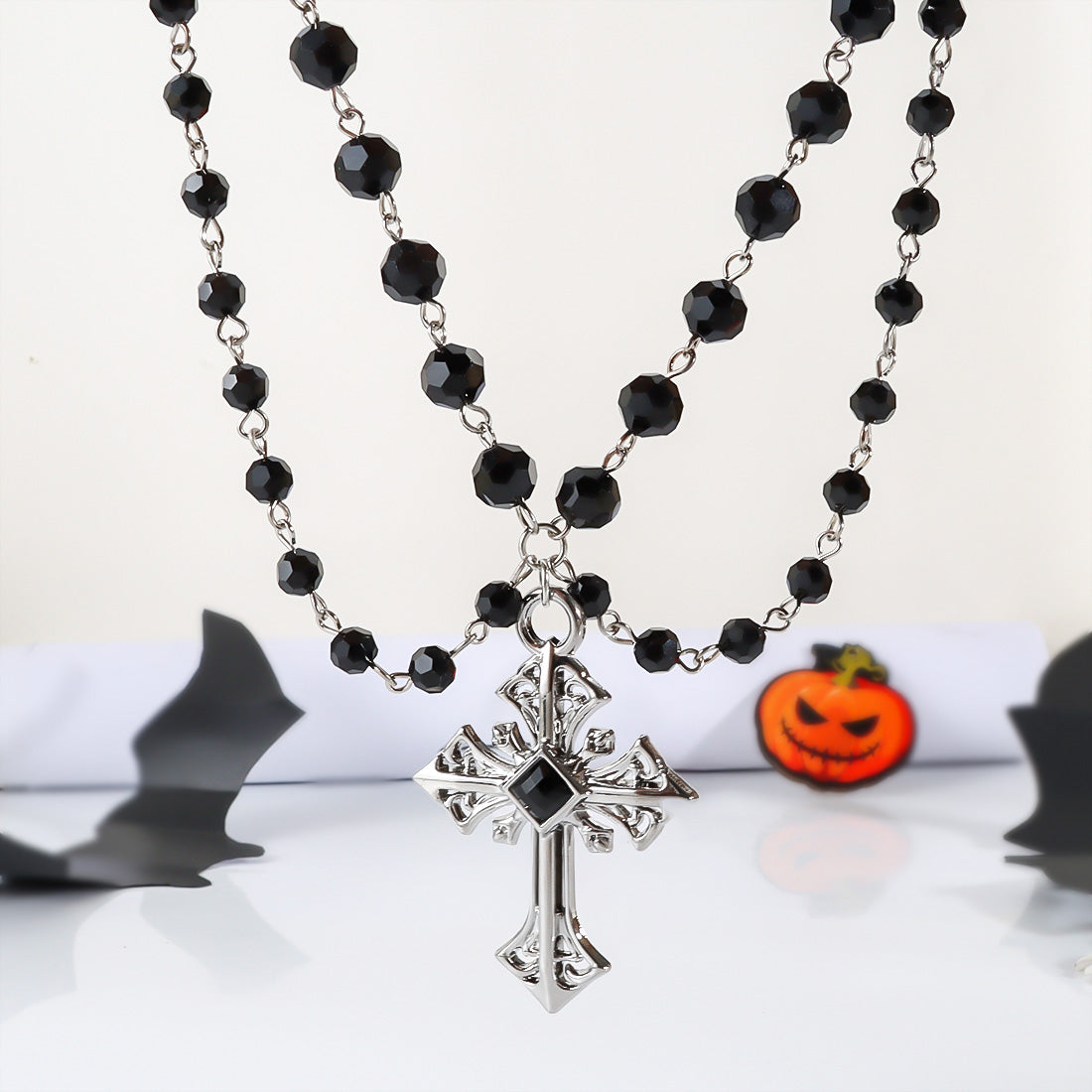Naszyjnik z wisiorkiem w stylu retro Dark Soul Gothic Hip-Hop - Halloween, stop i szkło 