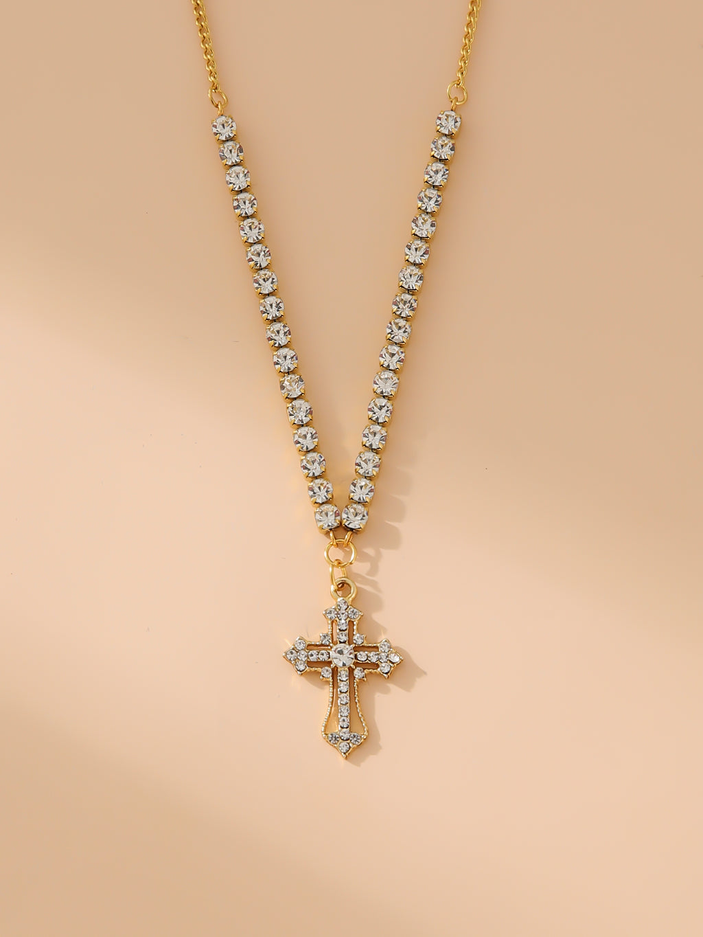 Naszyjnik Dark Soul Gothic Punk Shiny Cross – stal nierdzewna platerowana 18-karatowym złotem 