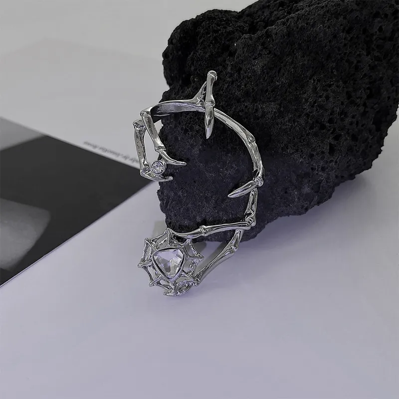 Dark Soul Gothic Spider Web Zircon Earrings - Halloween Alloy Inlay