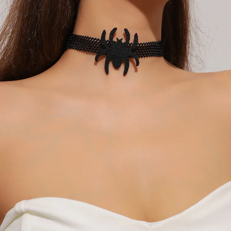 Dark Soul Gothic Vintage Spider Butterfly Lace Choker Necklace