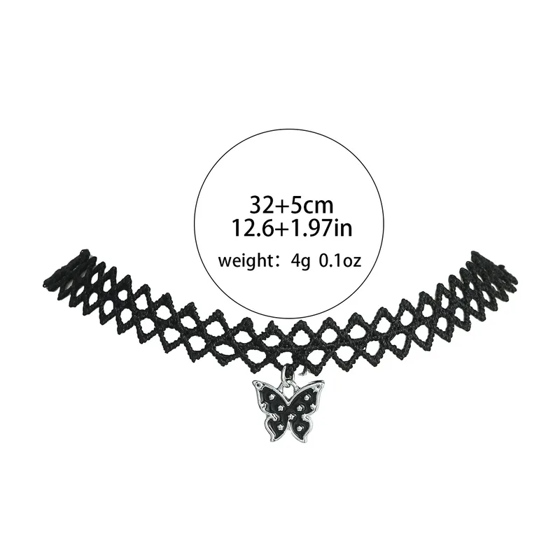 Dark Soul Gothic Vintage Spider Butterfly Lace Choker Necklace