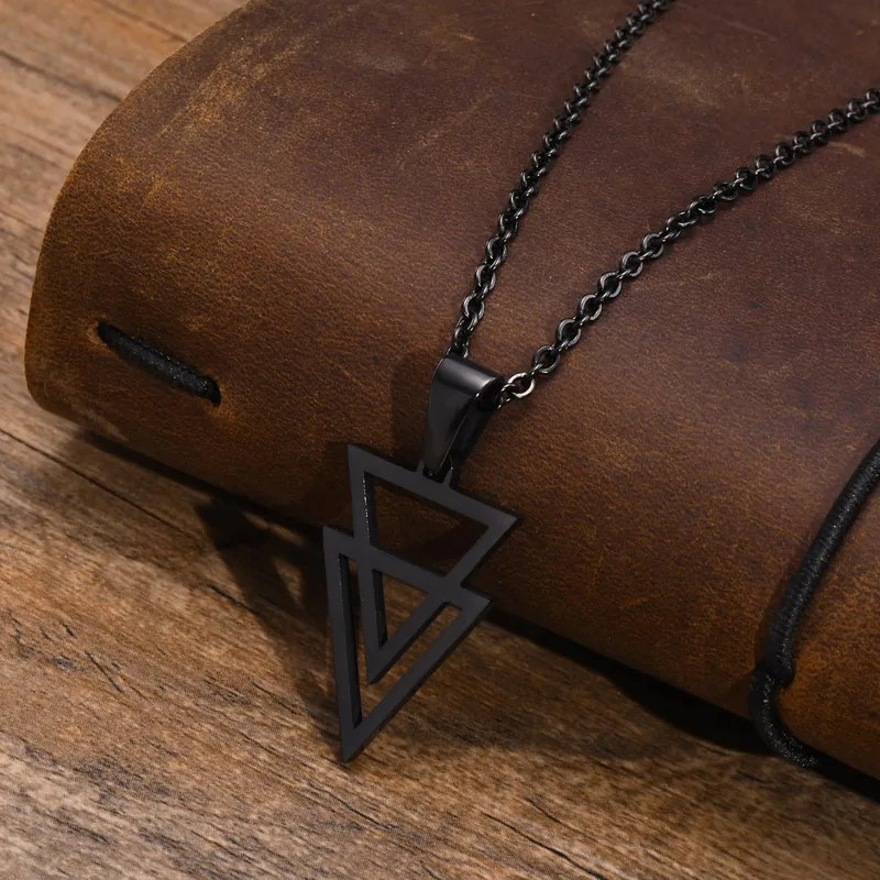 Dark Soul Hip-Hop Punk Triangle Pendant Necklace - Stainless Steel