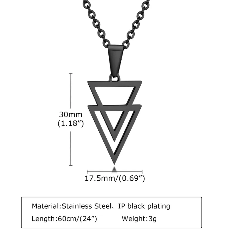 Dark Soul Hip-Hop Punk Triangle Pendant Necklace - Stainless Steel