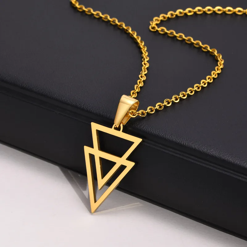 Dark Soul Hip-Hop Punk Triangle Pendant Necklace - Stainless Steel