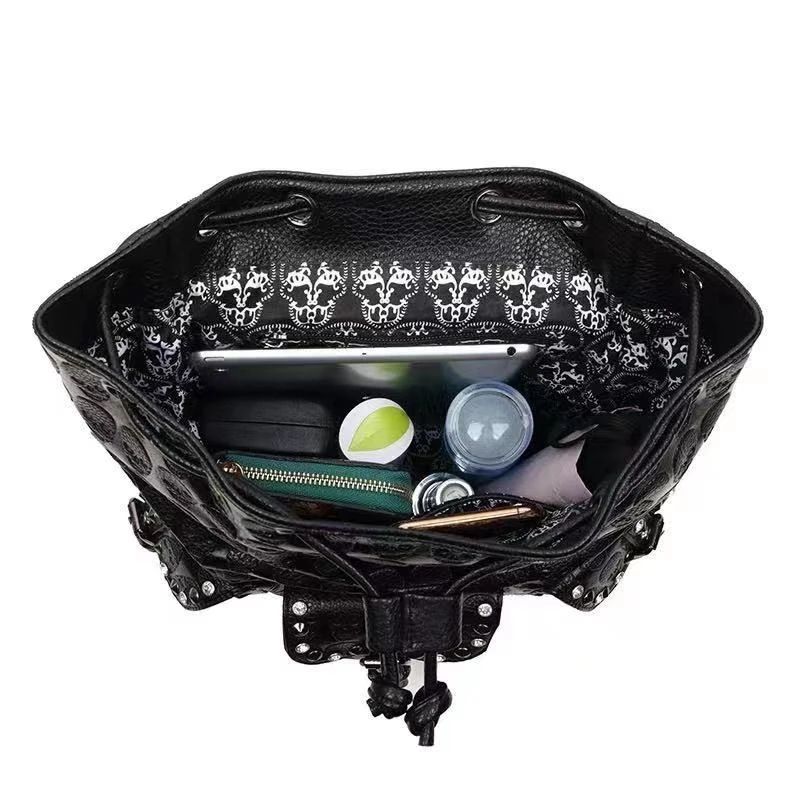 Luksusowy plecak Dark Soul Punk Skeleton dla kobiet – designerska torba szkolna w stylu steampunk 