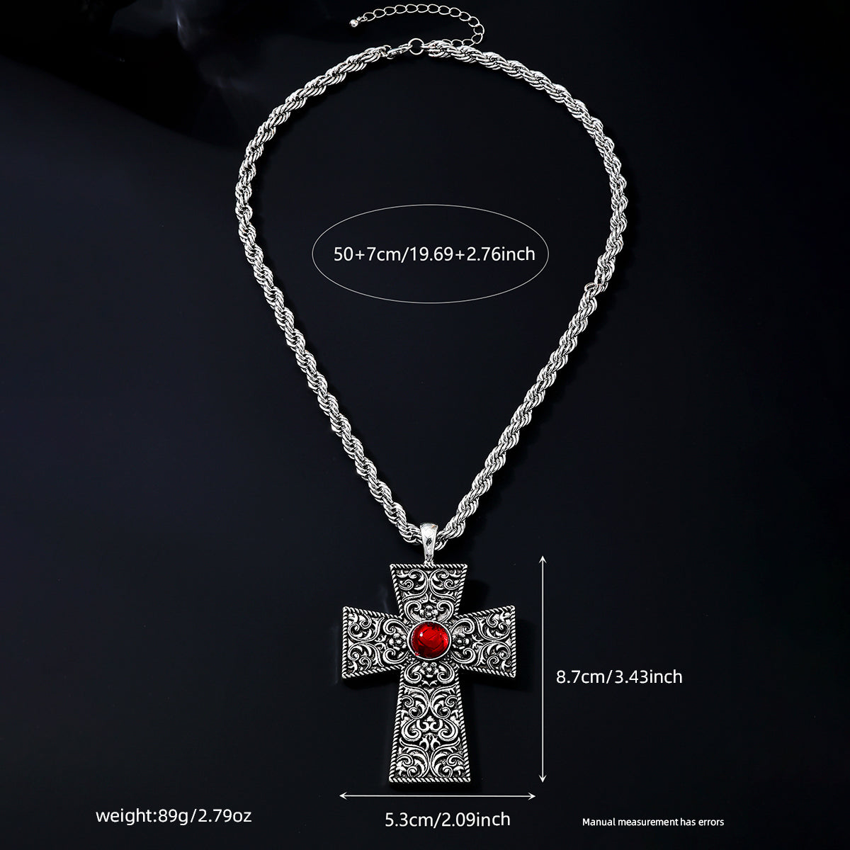 Dark Soul Men's Gothic Hip-Hop Punk Cross Pendant Necklace - Metal Alloy