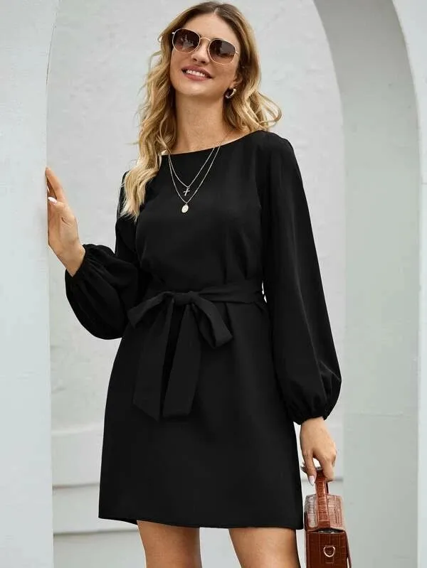 Dark Soul New Arrival Women's Slimming High Waist Dress - Elegant Long Solid Color Pullover