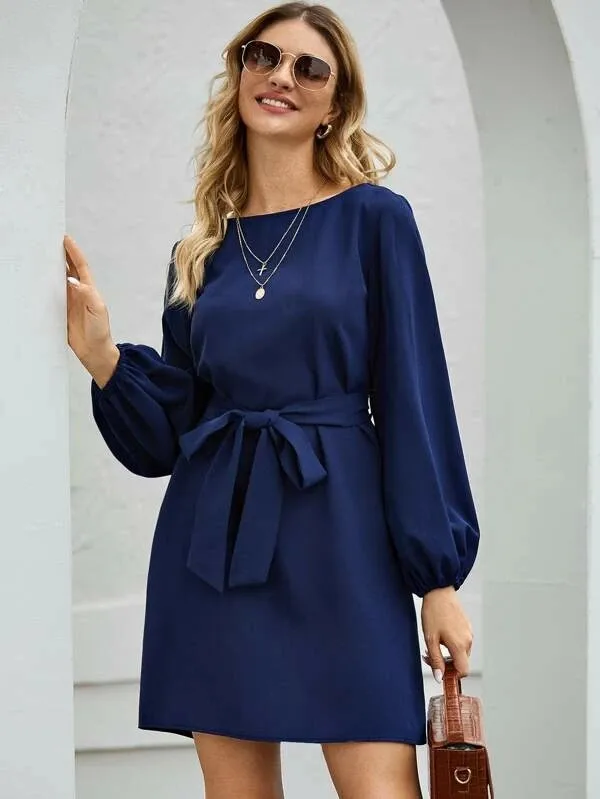 Dark Soul New Arrival Women's Slimming High Waist Dress - Elegant Long Solid Color Pullover