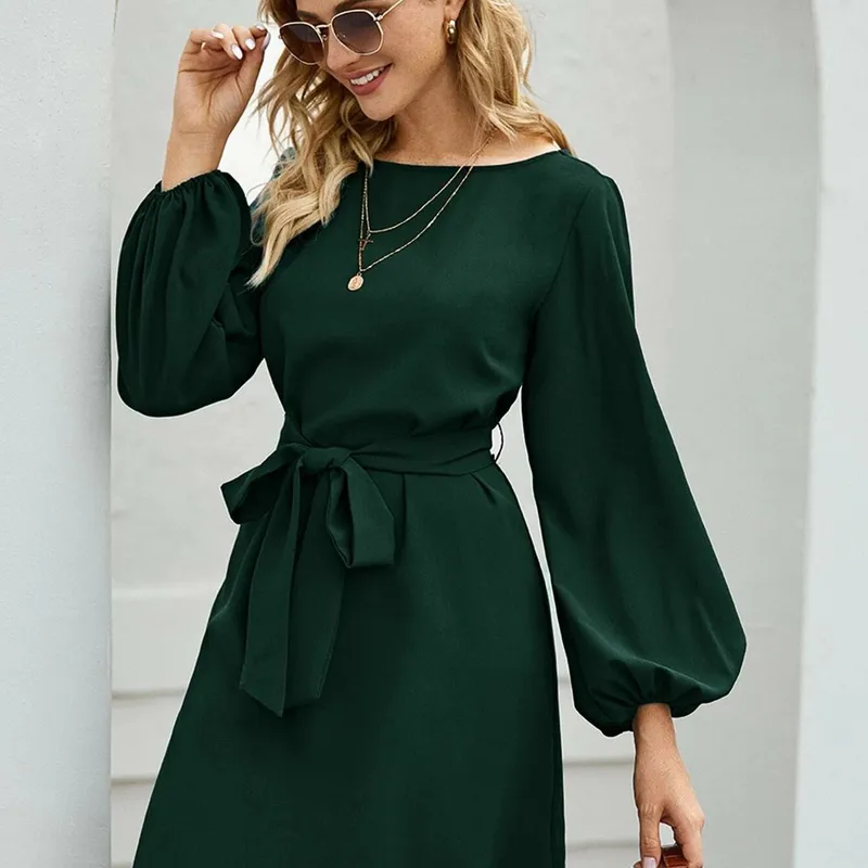 Dark Soul New Arrival Women's Slimming High Waist Dress - Elegant Long Solid Color Pullover