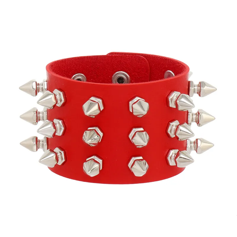 Dark Soul Punk Style Men's Solid Color PU Leather Bracelet