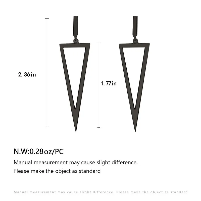 Dark Soul Punk Triangle Metal Earrings - Edgy Geometric Drop Jewelry