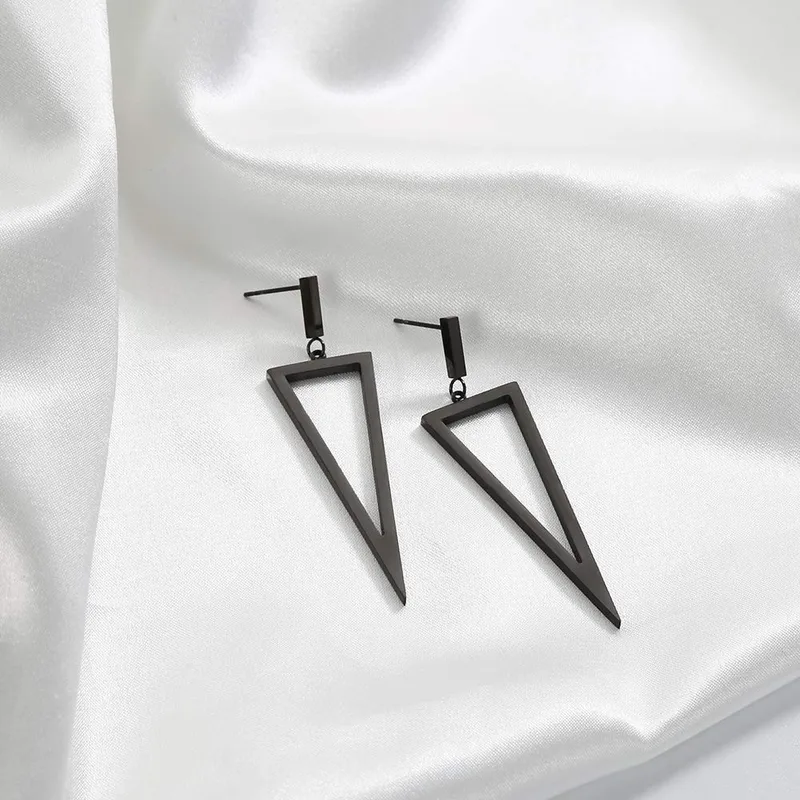 Dark Soul Punk Triangle Metal Earrings - Edgy Geometric Drop Jewelry