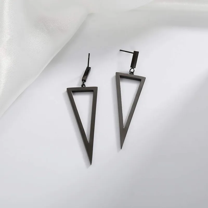 Dark Soul Punk Triangle Metal Earrings - Edgy Geometric Drop Jewelry