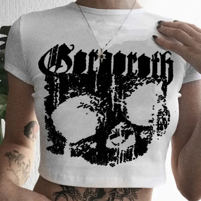 Dark Soul Short Sleeve Punk Skull T-Shirt - Women's Edgy Graphic Top