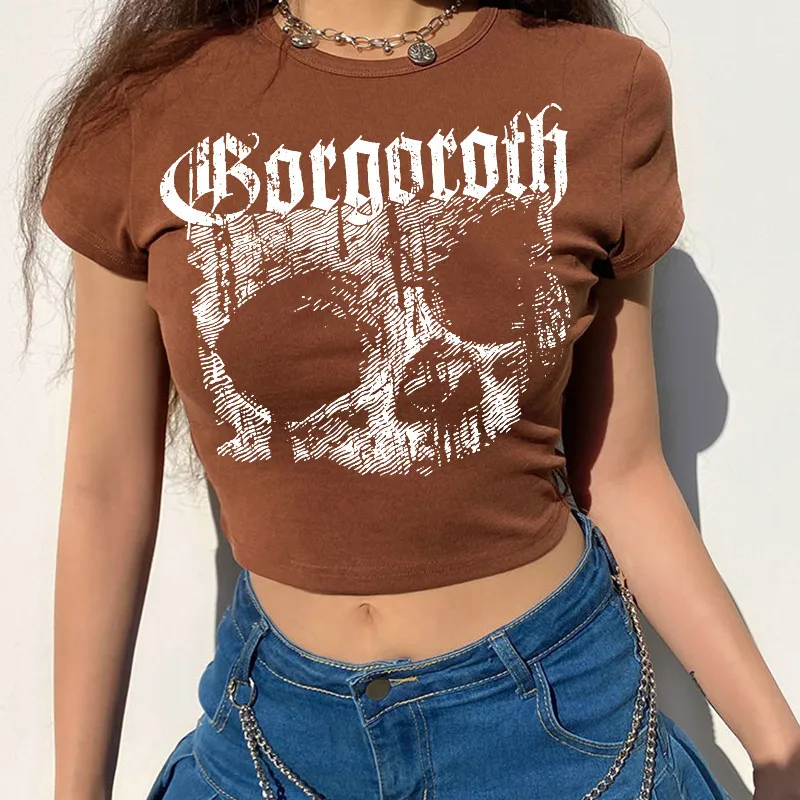 Dark Soul Short Sleeve Punk Skull T-Shirt - Women's Edgy Graphic Top