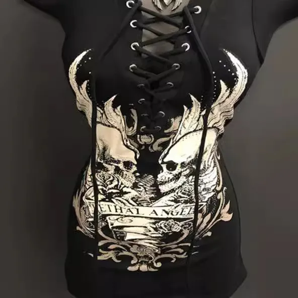 Dark Soul Skull Graphic Tank Top for Women - Streetwear Sleeveless Print