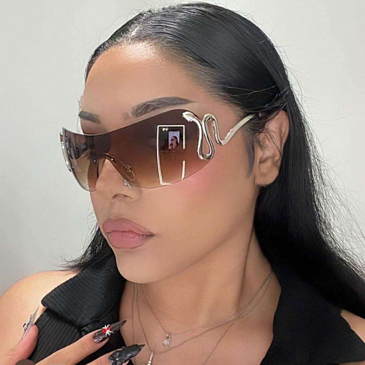 Okulary przeciwsłoneczne jednoczęściowe Dark Soul Spirit Snake – Y2K Millennium Fashion Eyewear 
