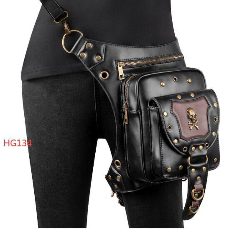 Dark Soul Steampunk Motocyklowa Nerka na Nogę - Damska Gotycka Nerka na Telefon Komórkowy 