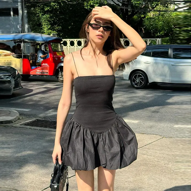 Dark Soul Summer Fashion Women's Sleeveless Sling Dress - New Solid Color Slim Waist