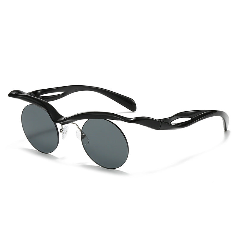 Okulary przeciwsłoneczne unisex Dark Soul z okrągłymi, półramkowymi oprawkami i brwiami. Modne. 
