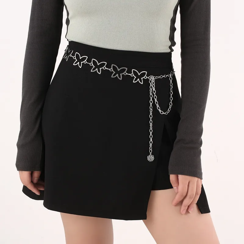Dark Soul Women's Basic Butterfly Charm Metal Chain Belt