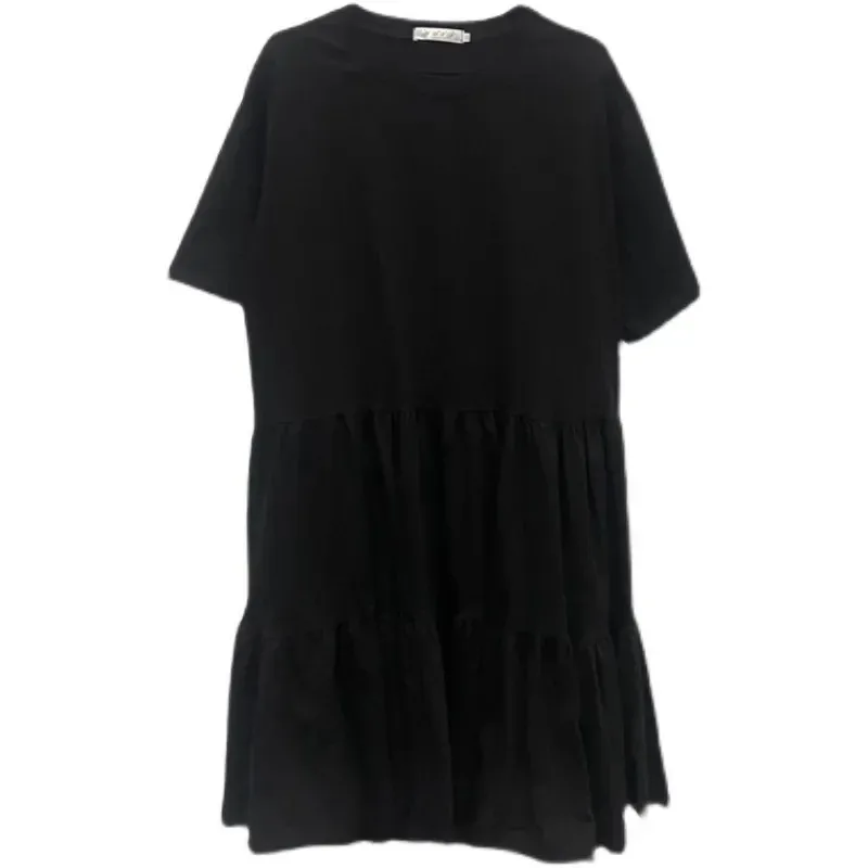 Dark Soul Women's Casual Washed Solid Color Swing Dress - Round Neck Short Sleeve Daily & Outdoor