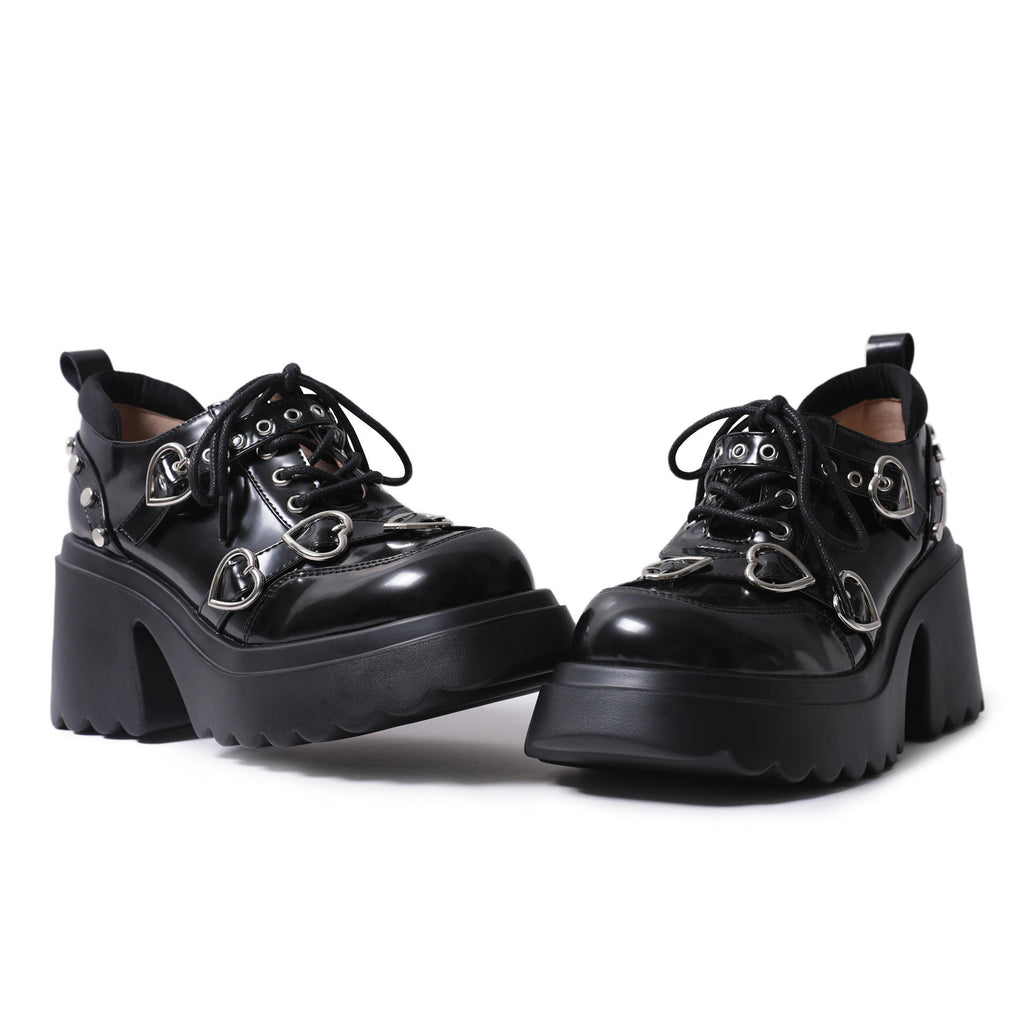 Damskie buty sportowe Dark Soul w stylu gotyckim punk na platformie – na wysokim obcasie, ze skóry 