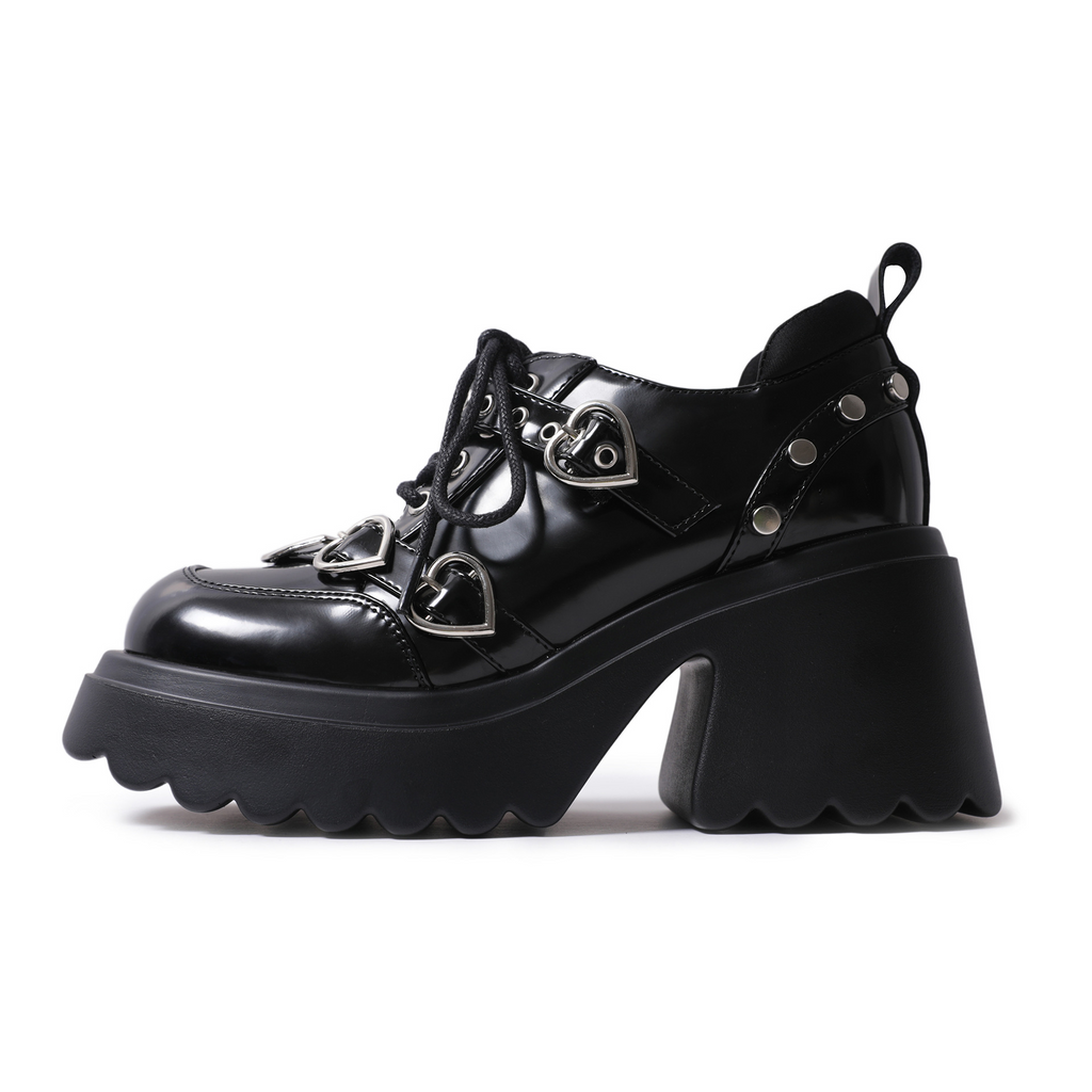 Damskie buty sportowe Dark Soul w stylu gotyckim punk na platformie – na wysokim obcasie, ze skóry 