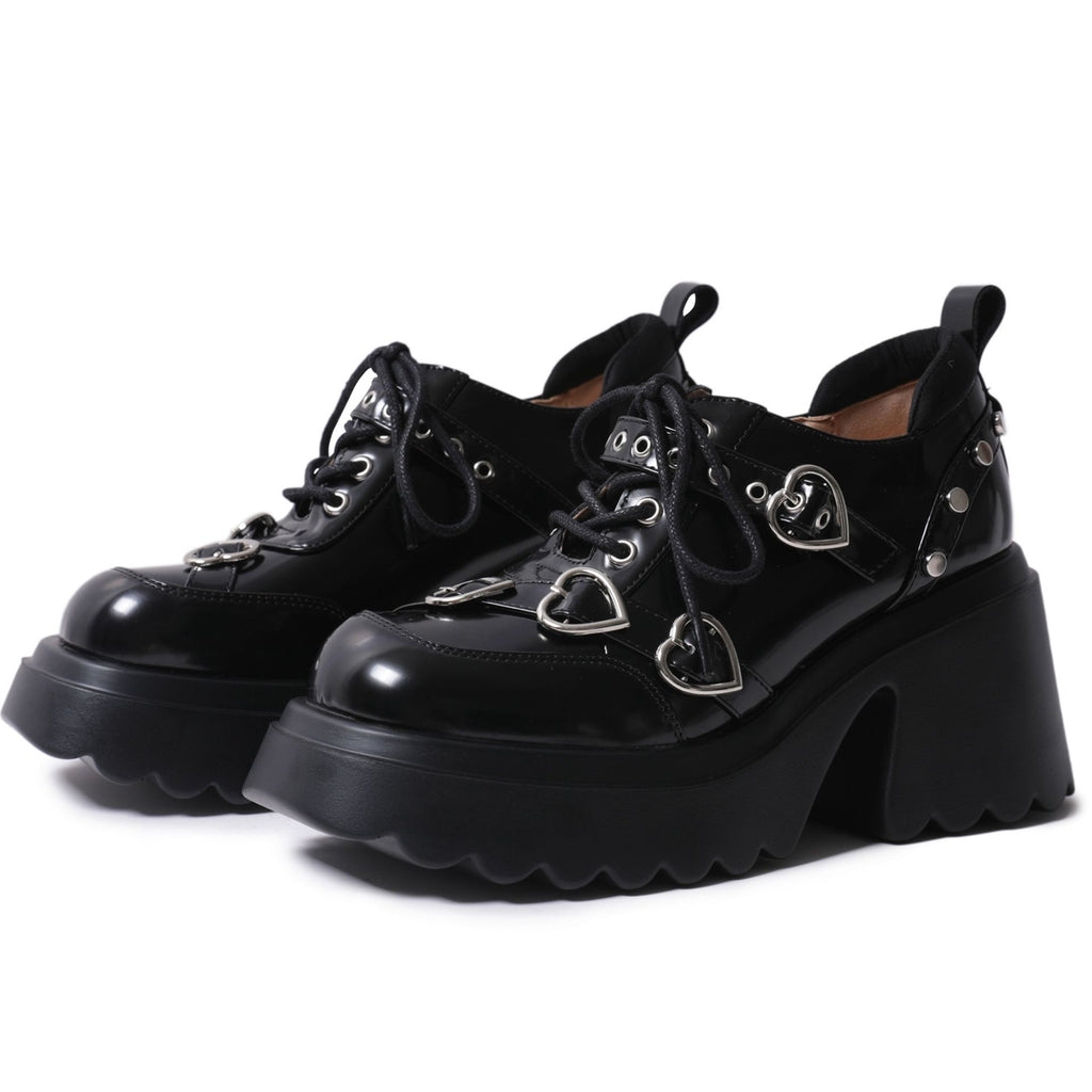 Damskie buty sportowe Dark Soul w stylu gotyckim punk na platformie – na wysokim obcasie, ze skóry 